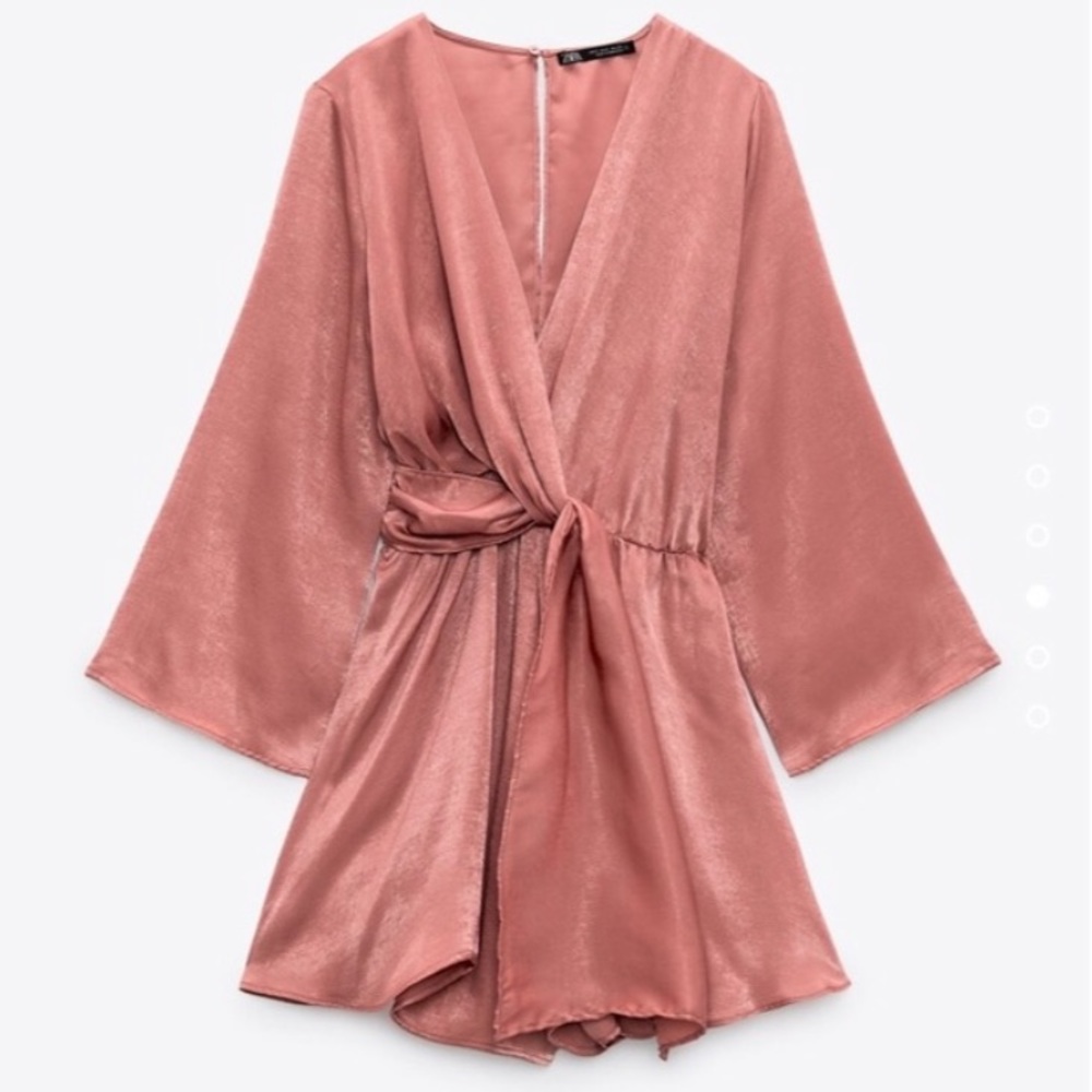 Zara Satin Effect Short Jumpsuit Size: S